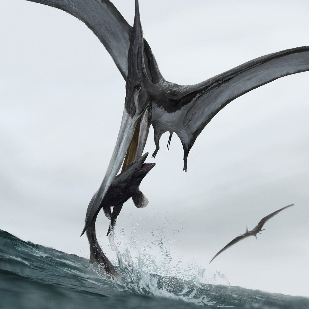 Pteranodon: das zahnlose fliegende Reptil über einem urzeitlichen Meer