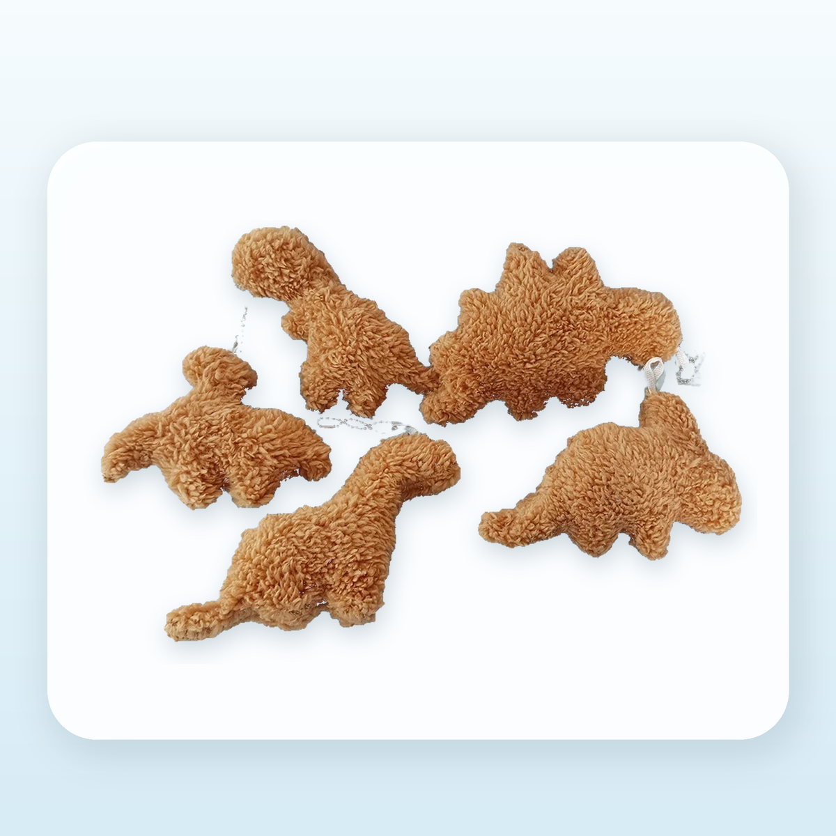 Set of 5 dino nugget plush keychains with ball chains