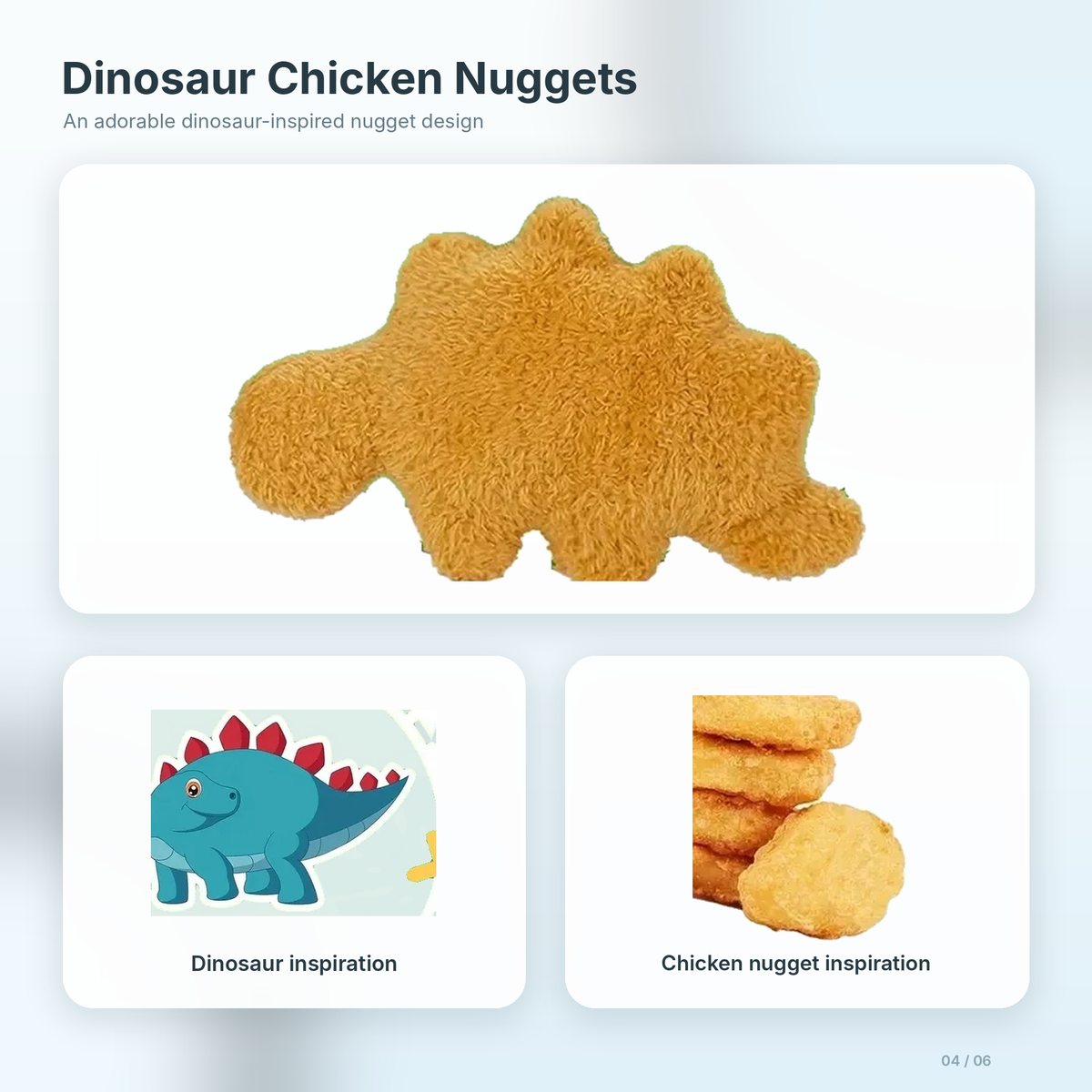 Stegosaurus mini nugget plush inspired by dinosaurs and chicken nuggets