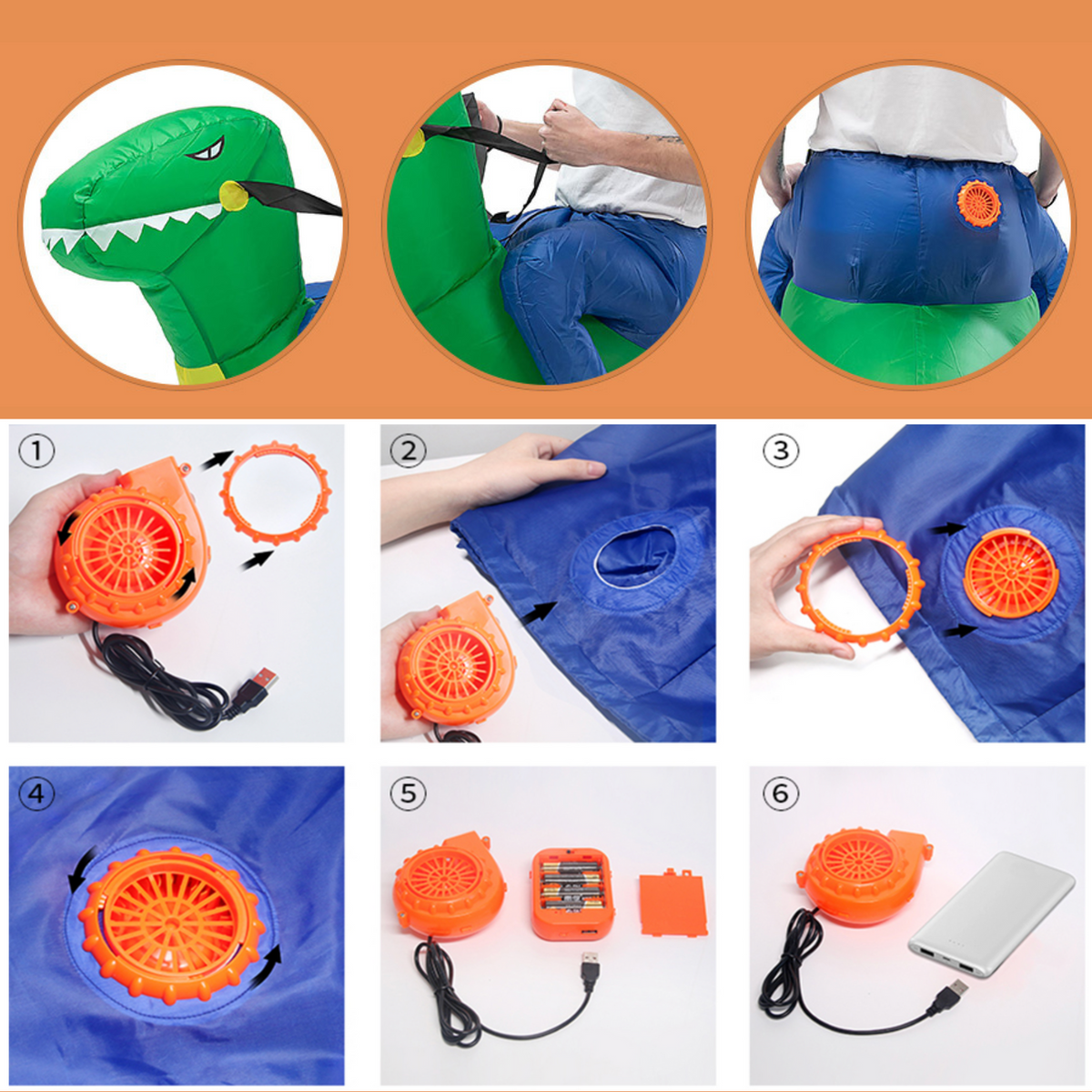 Inflatable Dinosaur Costume 150-190 cm - photo 3