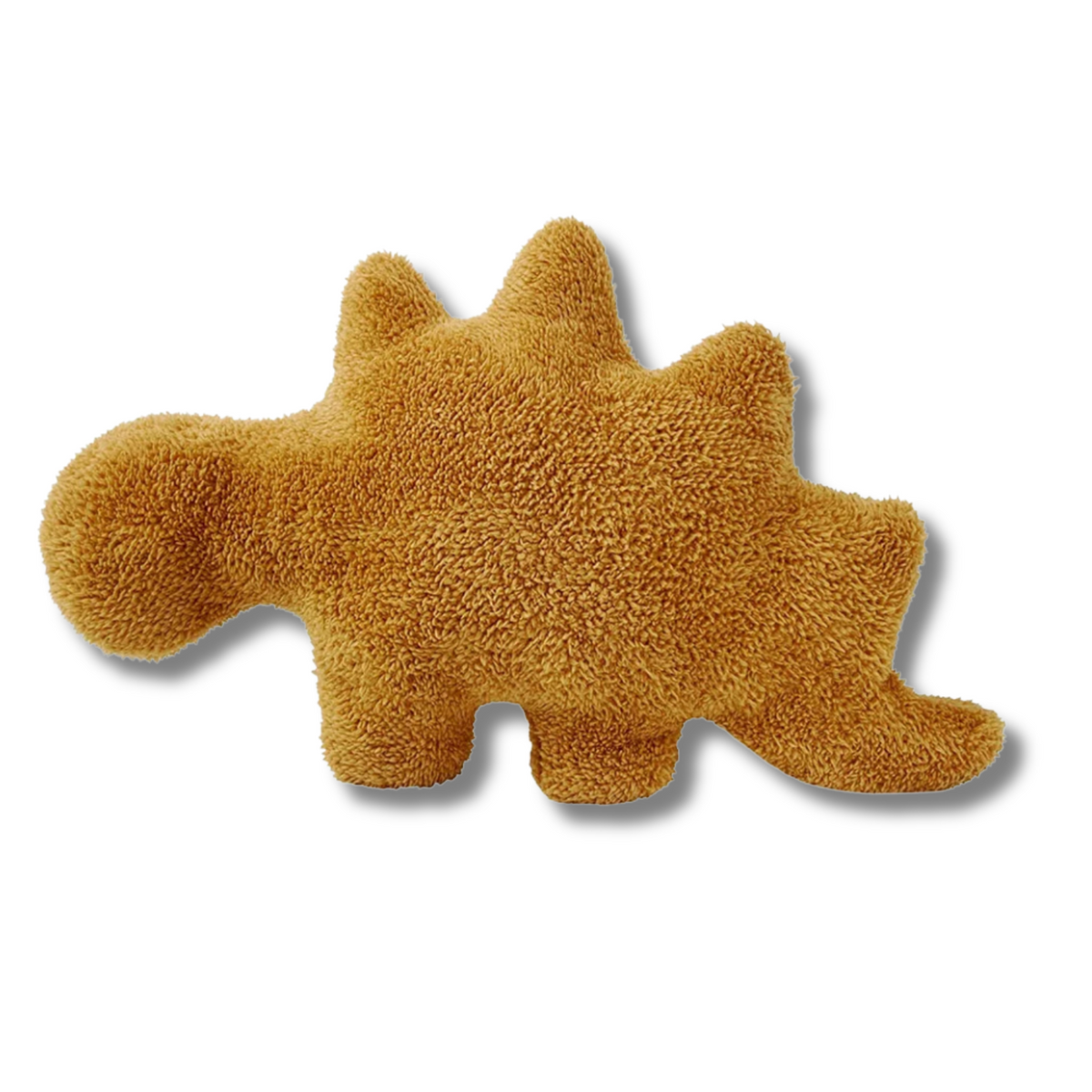 Stegosaurus dinosaur chicken nugget plush pillow with back plates, side view