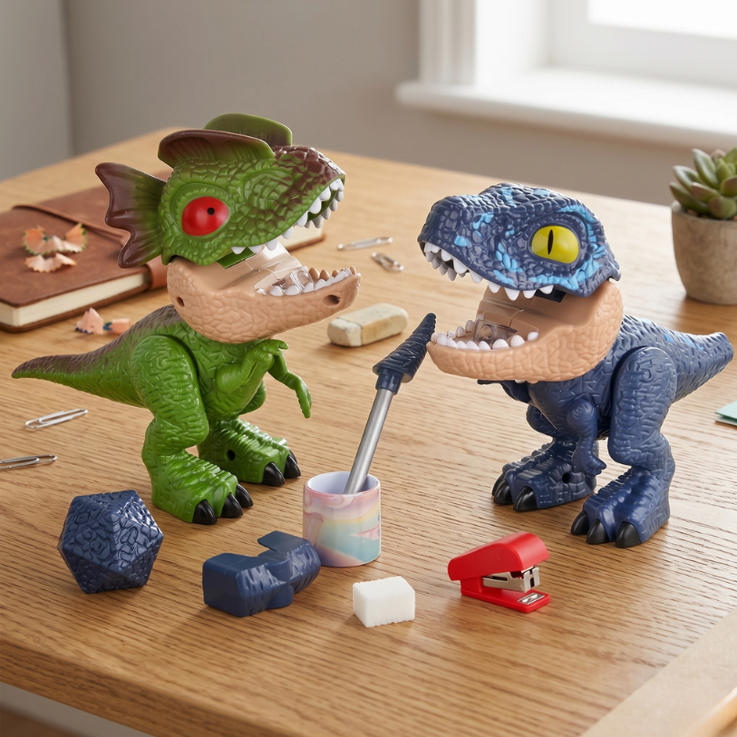 Dinosaur Model Stationery - 5 in 1 Dinosaur Pencil Case Set with Sharpener