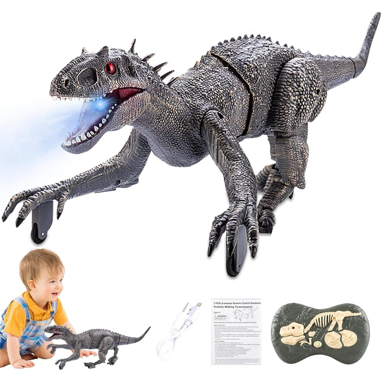 Gray RC T-Rex Dinosaur Toy