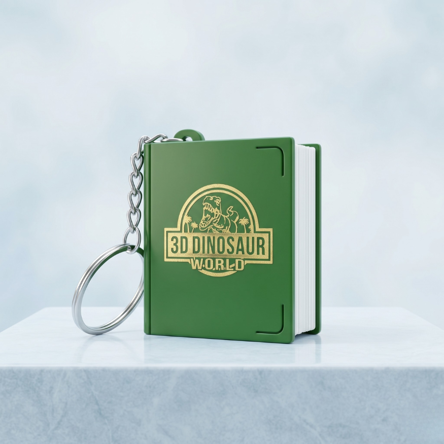 Dinosaur Pop-Up Book Keychain – Green