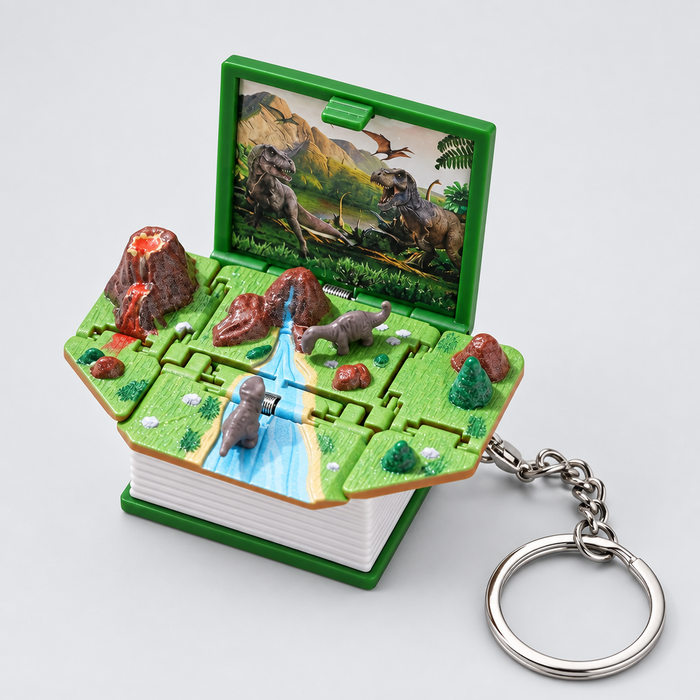 Dinosaurier-Pop-up-Buch-Schlüsselanhänger