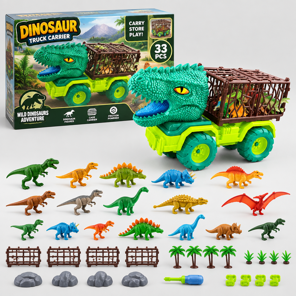 Dinosaur Carrier Truck — 33 Pieces