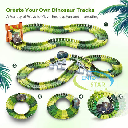 Cross-border electric versatile free combination splicing DIY rotating roller coaster dinosaur train race track